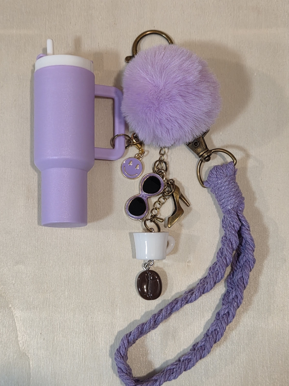 NWT Stanley Style Lavender Tumbler Cup Multi Keychain
